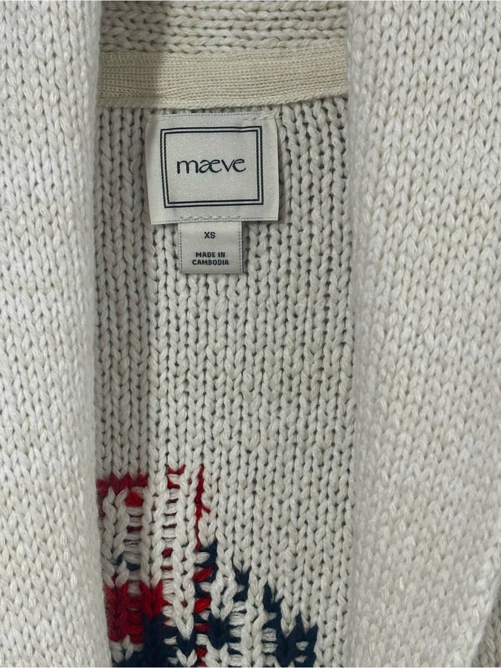 NWT Anthropologie Cream Nautical Sailboat Red & Blue Stars Cozy Cardigan SZ XS - Picture 7 of 16